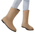 thumbnail image 3 of Bmisegm Bottes Courtes Rétro Noires à Talon Bas pour Femmes Nouvelles Bottes Simples de Printemps et d'Automne Bout Rond Semelle Plate Chaussettes Bottes Élastiques Coupe Ajustée Chaussures Bottes pour Femmes Kaki 7.5, 3 of 9