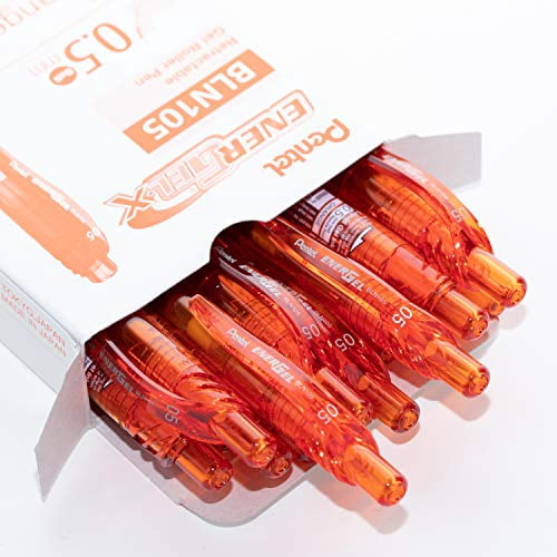 EnerGel-X Rétractable Stylo à Encre Gel, (0,5mm) Pointe Aiguille, Encre Orange