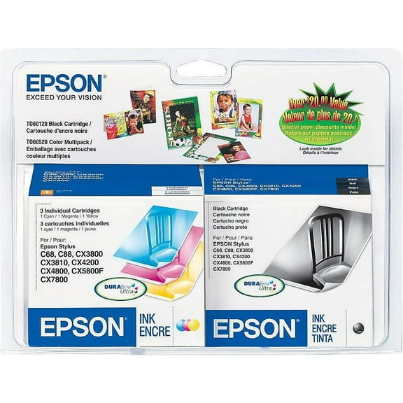 Epson 60 Black/Color Ink Cartridges, Standard, T060120-BCS