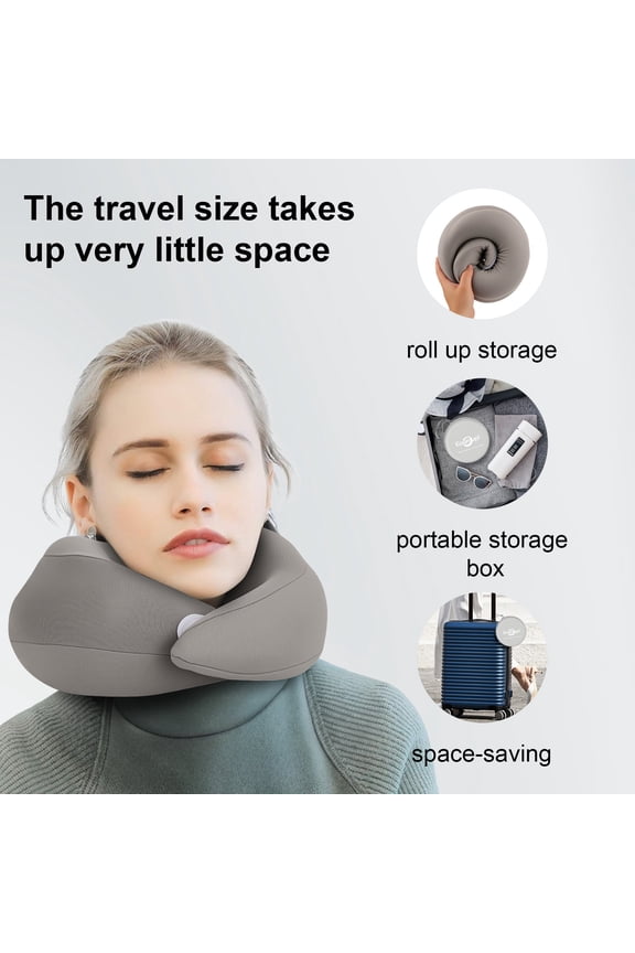 Neck Support Memory Foam Travel Neck Pillow, Gray, 1 Count