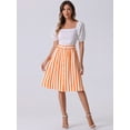 thumbnail image 3 of DARING DIVA Women's Striped Button Front Elastic Back Waist A-Line Midi Skirt Large Orange, 3 of 6