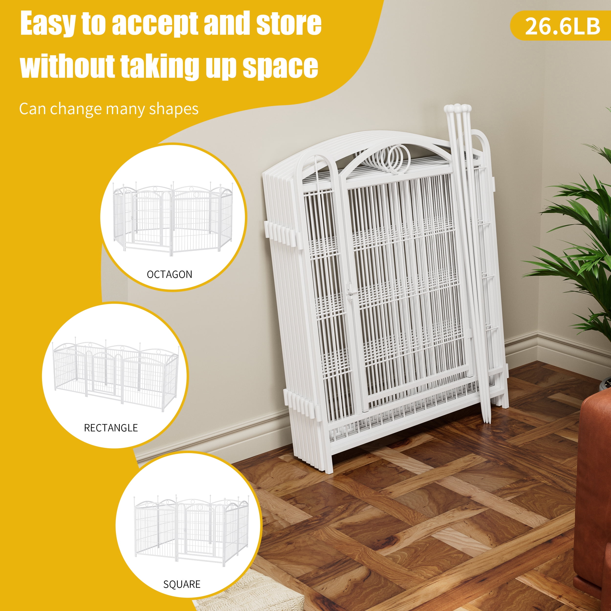 ZephyPaw Heavy Duty Dog Fence Puppy Pen for Large Medium Small Dogs Indoor Outdoor Foldable Pet Exercise Pen ,32 inch