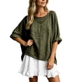 thumbnail image 2 of Puyaiuu Womens 2 Piece Outfit Oversized Roll Sleeve Top Ruffle Hem Mini Dress Casual Beach Matching Set Army Green L Gift, 2 of 7
