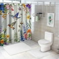 thumbnail image 7 of Orinice Watercolor Flower Hummingbird Shower Curtain Spring Bird Butterfly Floral Plant Nature Modern Home Bathroom Bathtub Decor Waterproof Fabric  White, 7 of 7