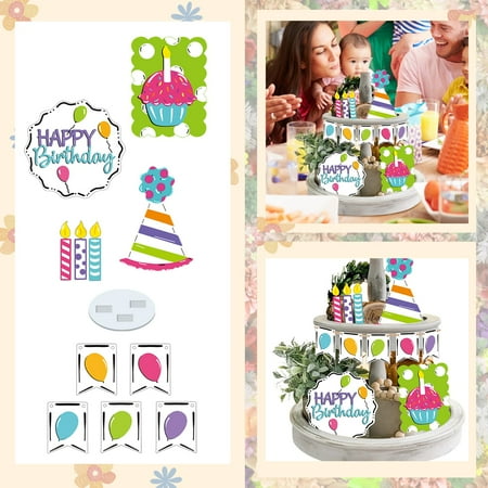 

Birthday Party Tiered Tray Decoration Cake Candle Logo Decoration Ornament
