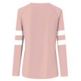 thumbnail image 5 of Fall Saving! HVOBTTY Womens Long Sleeve Pullover T Shirt, Fall Tops for Women, Women's Casual Striped Patchwork Raglan Crew Neck Loose T Shirt Pink, XXXL, 5 of 5