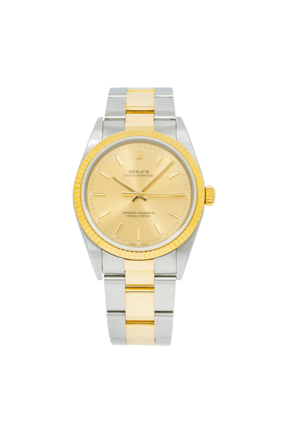 Pre-Owned Rolex Oyster Perpetual 14233 34MM Champagne Dial With Two Tone Oyster Bracelet