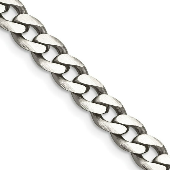 Auriga Fine Jewelry 925 Sterling Silver Antiqued 7 mm Curb Chain Necklace for Women 16"