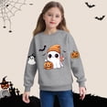 thumbnail image 2 of bbymog Girls' Fashion Pumpkin Graphic Sweatshirt Halloween Crewneck Pullover Top Long Sleeve Sweatshirts for Girls Gray D 6Y, 2 of 6