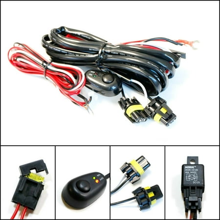 iJDMTOY (1) 9005 9006 H10 Relay Harness Wire Kit with LED Light ON/OFF Switch For Aftermarket Fog Lights, Driving Lights, HID Conversion Kit, LED Work Lamp,
