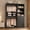 Black, variant on Homieasy 57.3'' W 2-Piece Closet Organizer System with Drawers and Hanging Rods, White Oak