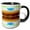 Black/White, variant on 3drose, Yellow and Orange Sinclair Sign at a Gas Station Pointed Toward Sky of Blue, 11oz Two-tone Black Mug