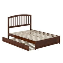Lucia Full Wood Platform Bed with Panel Footboard and Twin Trundle in Walnut