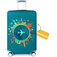thumbnail image 1 of Funda protectora elástica para equipaje de viaje para maleta de 22 a 28 pulgadas (envío de etiqueta de equipaje gratis) (M, plano verde), 1 of 5