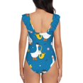thumbnail image 6 of Yiaed Cartoon Goose Print Women's Ruffled One Piece Swimsuit V Neck Swimwear Slimming Monokini for Woman-X-Large, 6 of 8