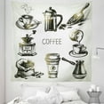 thumbnail image 1 of Coffee Tapestry, Brewing Equipment Doodle Sketch Grinder French Press Plastic Cup Scoop Vintage, Fabric Wall Hanging Decor for Bedroom Living Room Dorm, 5 Sizes, Black Yellow, by Ambesonne, 1 of 1