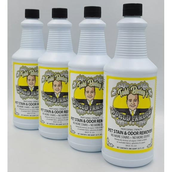 Todd Bosley's World Famous Professional Strength Pet Stain & Odor Remover - 4 Quarts - Powerful Enzymes That Remove The Odor Completely, Not Just Mask It, Leaving An Incredibly Pleasant Scent Behind!