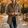 thumbnail image 5 of Kilaqueen Women's Stand Collar Short Jacket with Button Front and Flap Chest Pockets, Long Sleeve Layer for Fall, Travel and Daily Wear, 5 of 9