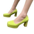thumbnail image 5 of Nrmvnmi Women's Heels Platform Chunky Block Heels Square Closed Toe Low Heels Dress Shoes Comfortable Wedding Party Office Pumps Shoe Green Mothers Day Gifts, 5 of 9