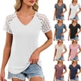 thumbnail image 4 of vigerkar Womens Summer Short Sleeve T Shirt 2026 Spring Vacation V Neck Tops Lace Blouses Dressy Casual Fashion Clothes (Grey, XXL), 4 of 9
