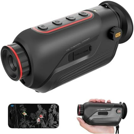 GOYOJO Thermal Monocular for Hunting 25Hz Handheld Infrared Thermal Scope with High Sensitivity 256x192 Night Vision Telescope with Photo Video Record for Night Fishing Camping 2X - 4X