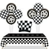Race Car Party Decorations - 3 Pcs Checkered Race Track Tablecloths, 8 Pcs Foil Race Car Balloons Black Checkered Flag Table Cover for Kids and Adults Race Car Birthday Party Supplies