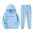 thumbnail image 4 of SGMVNU Girls Boys 2 Piece Outfits Sweatsuit Printed Casual Hoodies Long Sleeve Fashion Sweatshirts and Sweatpants Sportwear Outfit, Size 6-7 Years, Sky Blue, 4 of 4
