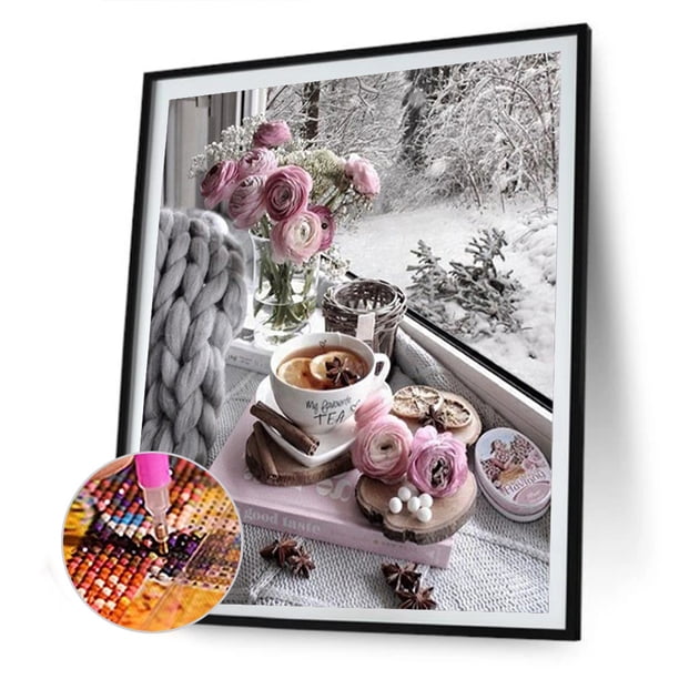 Cuadros Decorativos DIY completo taladro redondo diamante pintura flor mosaico strass arte artesanía Tmvgtek embutido en tela