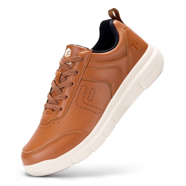 FitVille-zapatos de cuero informales para hombre, calzado ancho para caminar al aire libre, ligero para pies hinchados, alivia el dolor de pies
