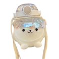 thumbnail image 1 of Botella de agua de 1 l con diseño de oso de dibujos animados, con pajita y correa, portátil para aventuras al aire libre, verano fresco, 1 of 8