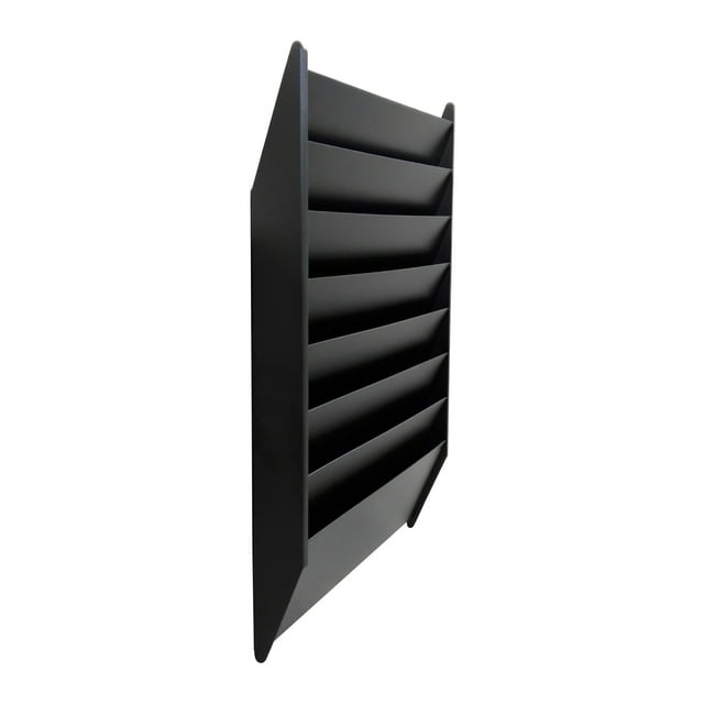 FixtureDisplays® 7-Tier Wall Cubicle Mount File Holder Literature Display Letter Slot Workorder Holder Letter Organizer 119985-NEW-BLACK