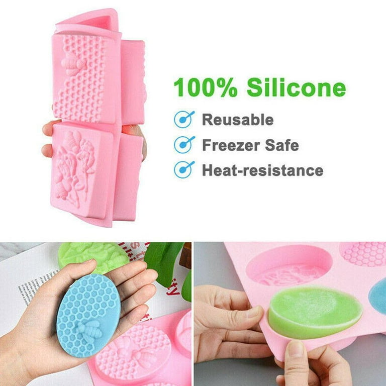 Silicone Soap Mould Used to Make Soap Table Silicone Mold for 3d Molds for  Soaps Bath Bomb Mould Making Kit Round and Square SEISSO Purple 