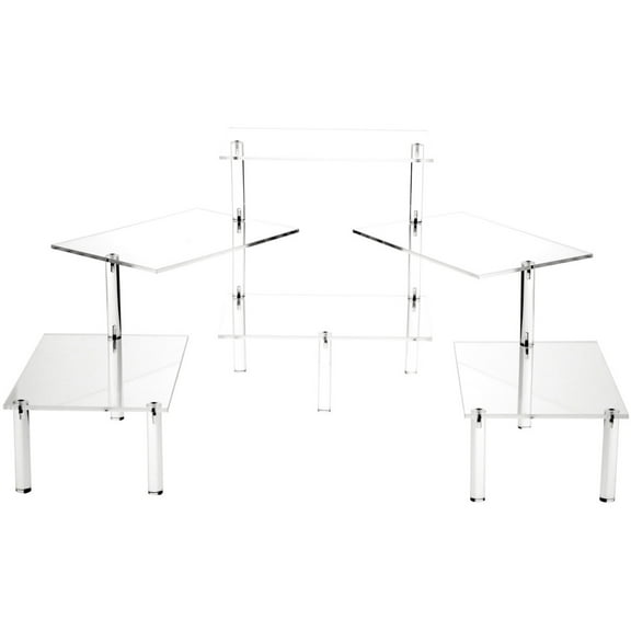 Plymor Clear Acrylic Rectangular 6-Platform Multi-Item Display Riser, 14" H x 54" W