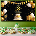 thumbnail image 5 of LUUFILx Happy 18th Birthday Party Banner Backdrop Birthday Decoration Background Photography Props Celebration Supplies Gold Balloons Cake, 5 of 8