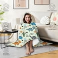 thumbnail image 4 of Wearable Blanket,LightGreen Cartoon Dinosaurs Cactuses Pattern Hooded Wearable Flannel Blanket for Adults & Teens,Winter Poncho Shawl Wrap Cape Cozy Anti-Pill,60"x80", 4 of 5