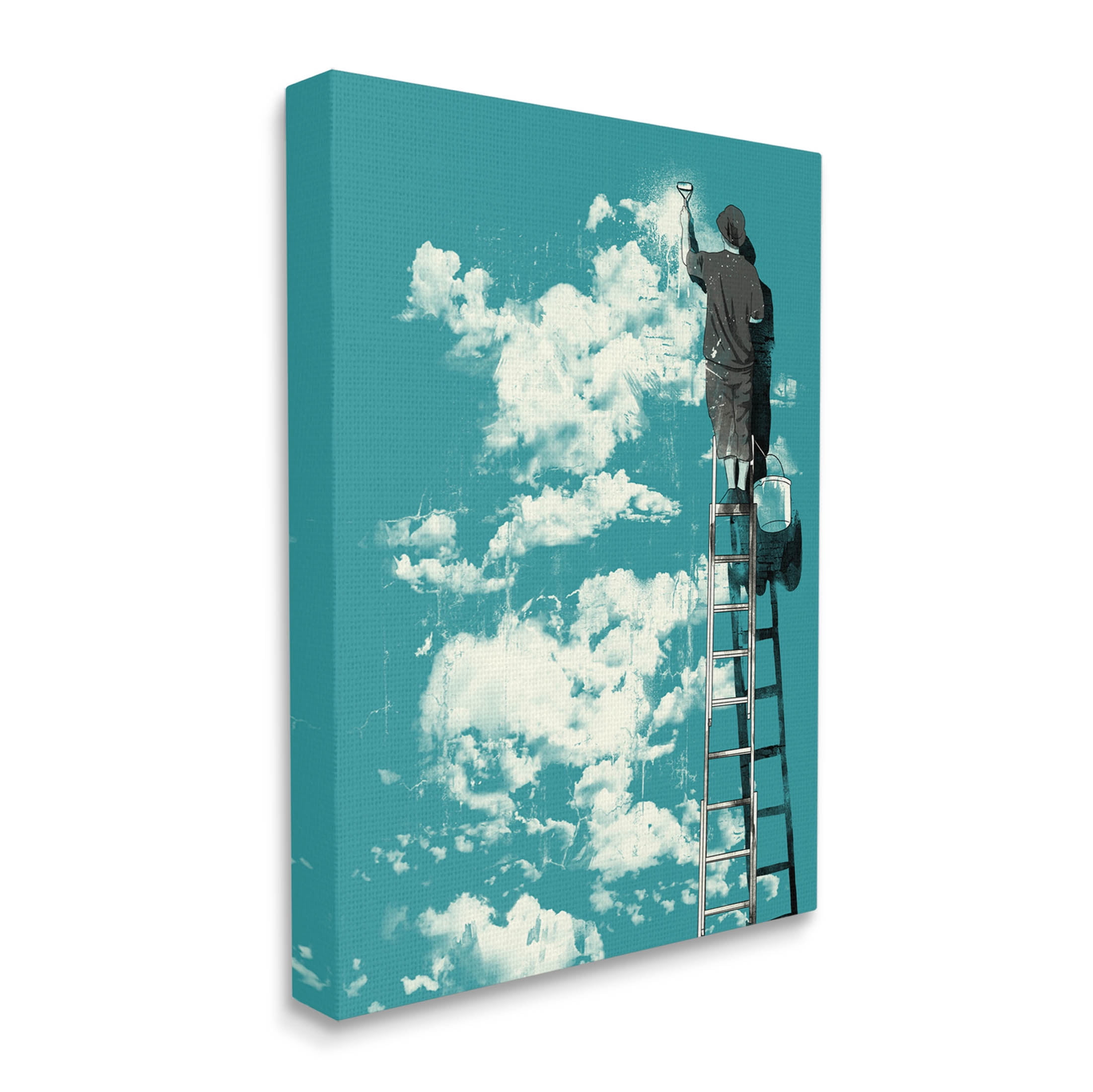 Stupell Industries Painter On Ladder Conceptual Clouds Graphic Art Gallery Wrapped Canvas Print Wall Art, Design by Matheus Lopes Castro