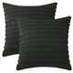 thumbnail image 2 of REGALWOVEN 2Pcs Fundas de Almohada Decorativas de Piel Sintética de Felpa, Fundas de Cojín a Rayas para Sofá Negro 18" x 18", 2 of 6