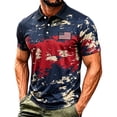 thumbnail image 3 of Mens Independence Day American Flag Patriotic Polo Shirts Short Sleeve Polo Shirts for Men Graphic Stretch Casual American Patriotic Raglan Golf Polos(Brick Red1,M), 3 of 4
