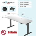 thumbnail image 2 of Progressive Desk Bureau Debout 42x30, Bureau d'Ordinateur de Bureau à Domicile à Hauteur Réglable Électrique. Compatible avec les Roues - Blanc Chaud/noir, 2 of 5