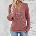 thumbnail image 4 of Fznquz Womens Blouse Pink V Neck Graphic Shirts Love Heart Loose Casual Long Sleeve Womens Winter Clothes,XL, 4 of 8