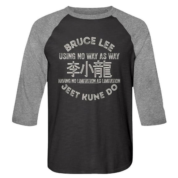 Bruce Lee Symbols Vintage Heather Adult Raglan Baseball T-Shirt
