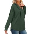 thumbnail image 5 of cocolona Hoodies for Women V Neck Drawstring Sweatshirts Fall Long Sleeve Shirts Fashion Solid Color Tops Casual Loose, 5 of 7