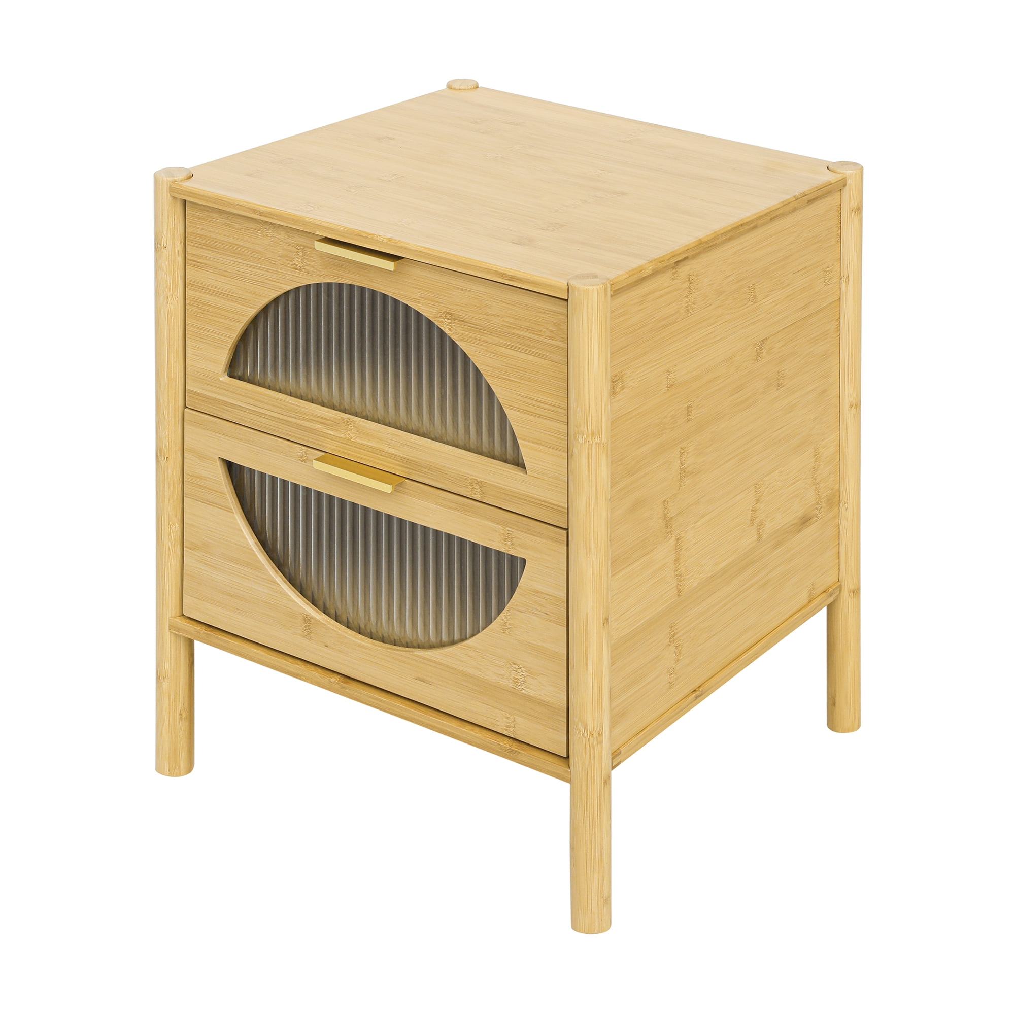Resenkos Natural Bamboo Accent Bedside Table for Bedroom with 2 Drawer Resenkos Natural Bamboo Accent Bedside Table for Bedroom with 2 Drawer