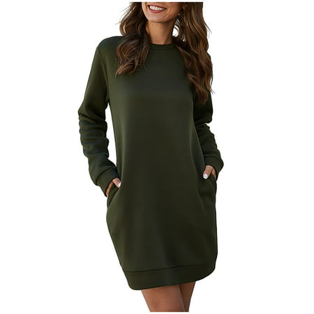 Summer Savings Clearance 2022! Women sSweatshirts Solid Color Long Sleeve Personality Loose Casual D | Walmart (US)