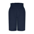 thumbnail image 5 of Yubnlvae Women's Knee-Length Plus Size Summer Elastic Waist Beach Long Shorts Comfortable Elastic Waist Shorts with Pockets (Blue 2 | M), 5 of 6