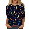 thumbnail image 1 of Outfmvch Chemises Mardi Gras pour Femmes, Manches 3/4 Hauts pour Femmes, Tenue Mardi Gras pour Femmes, Blouses pour Femmes, Hauts d'Entraînement pour Femmes, Tunique Graphique de Carnaval Manches 3/4 Col Rond Blouse Violette 2TG, 1 of 4