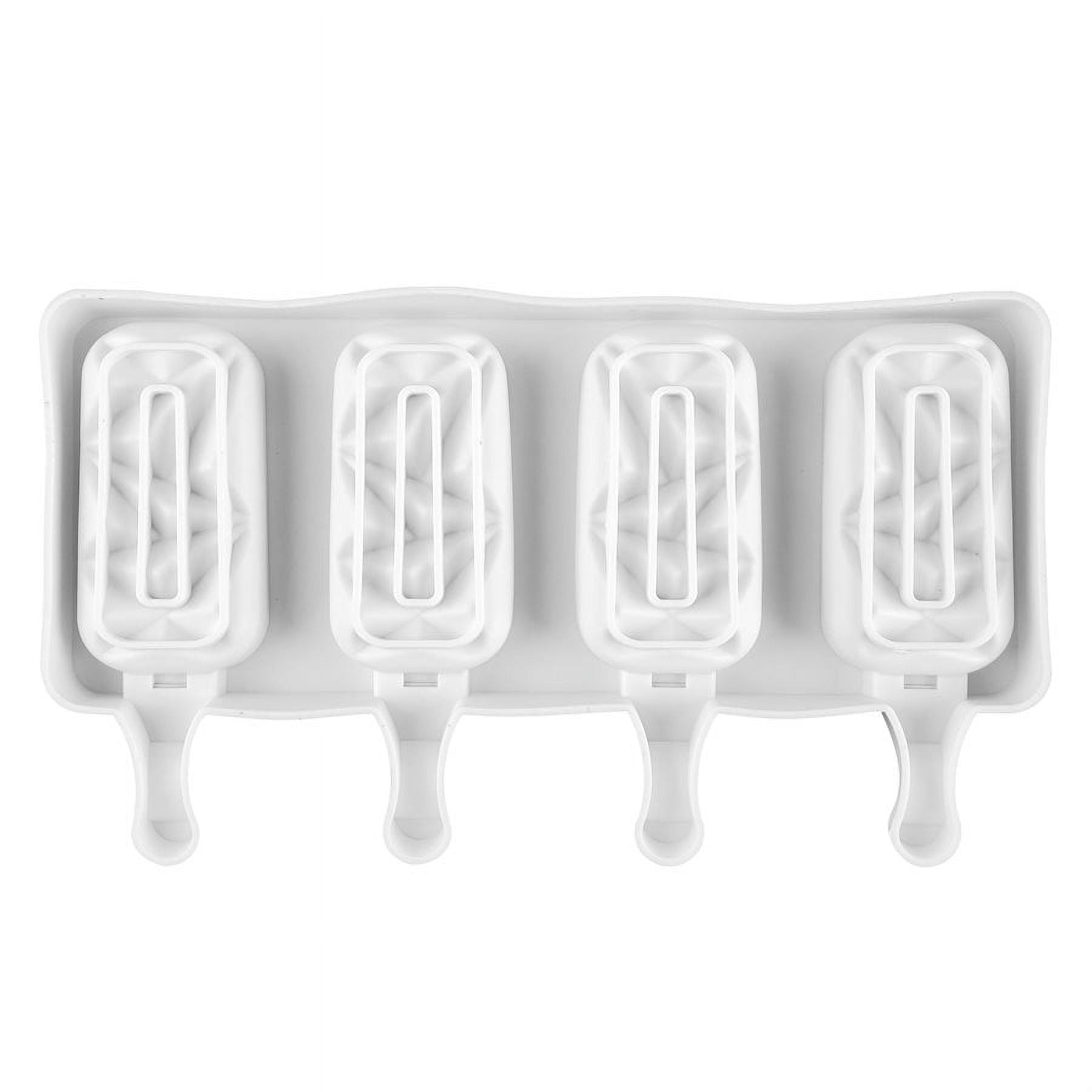 Zubebe 8 Pcs Silicone Ice Cream Mold 4 Cavity Ice Lolly Mold Reusable  Diamond and Cakesicle shaped Cakesicles Mold with 200 Pcs of Wooden Sticks  for