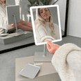 thumbnail image 3 of LUNA London ORBIT LED Vanity Mirror with Lights, 7X/1X Magnification, Dimmable & USB-C Rechargeable Tabletop Mirror (Soft Stone), 3 of 7