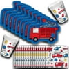 Firefighter Firetruck Birthday Party Supplies Decoration Set - Seats 8 - Cups, Plates, & Napkins
