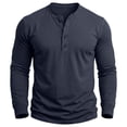 thumbnail image 5 of Stamzod Long Sleeve Henley Shirts for Men Casual Pullover Button Up Shirt Soft Home Cotton Oversized Tshirts Navy M, 5 of 8